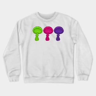 Three New School Mushrooms Dancing In A Row Crewneck Sweatshirt